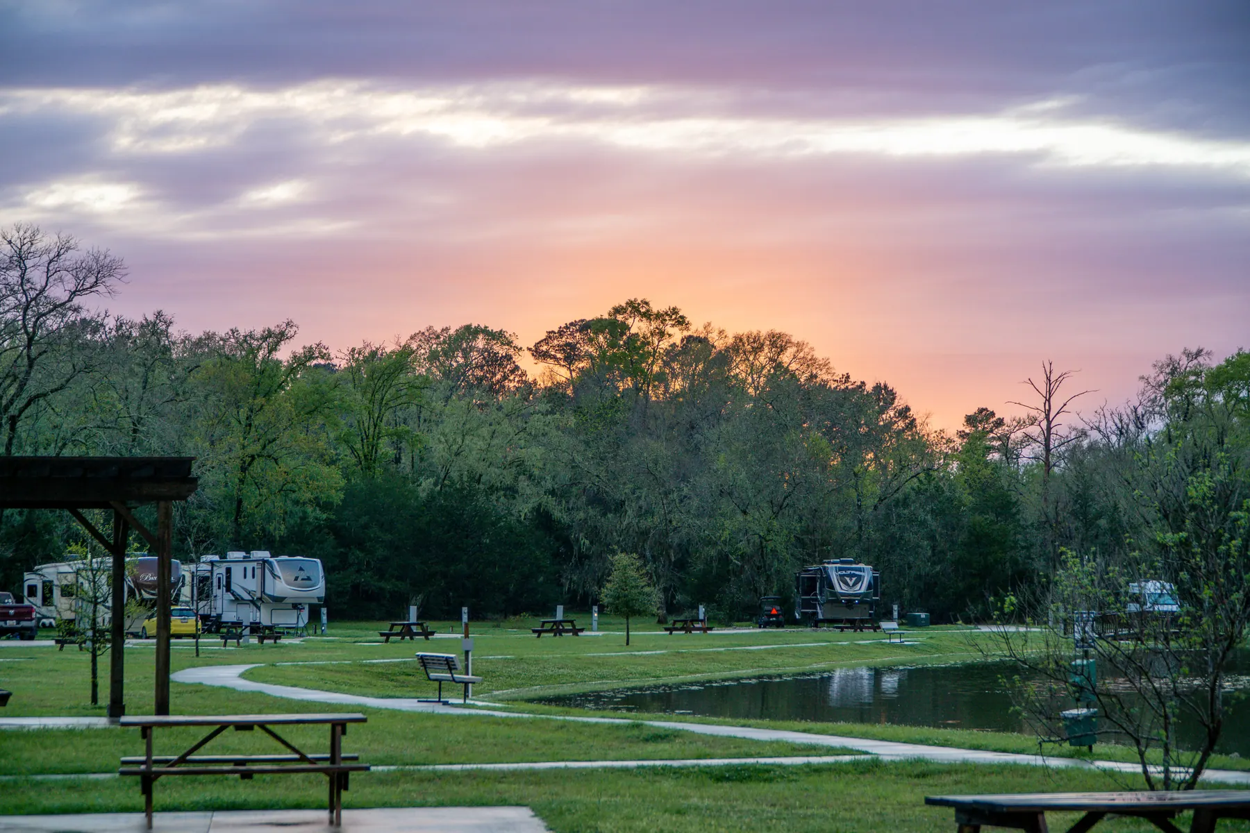 Sunset over the park photo